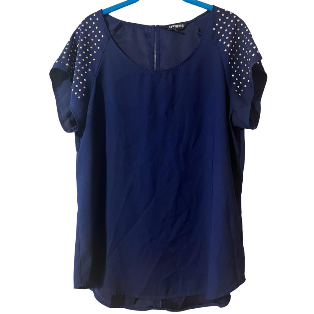 Express Women's Gold Studded Shoulder Blouse size L